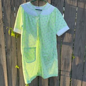 Vintage La ti fashion lingerie cottagecore floral print green gown